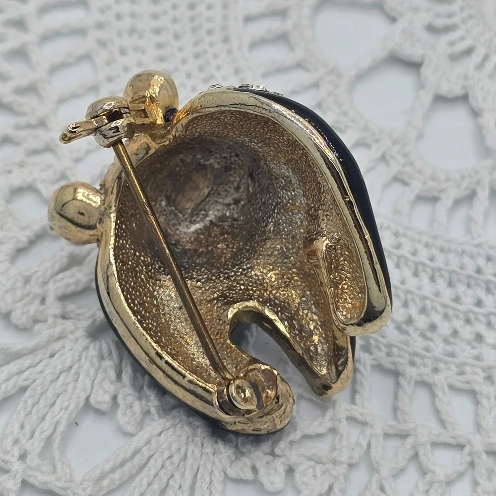 Vintage Attwood & Sawyer A&S Enamel Crystal Rhinestone Panda Bear Brooch Pin